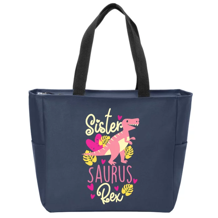 Sister Saurus Rex Dinosaur Zip Tote Bag