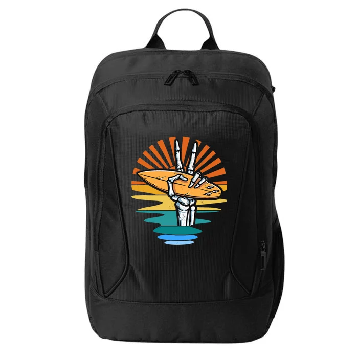 Skeleton Surfer Retro Surfing Vintage Beach Aloha Surf Bruh City Backpack