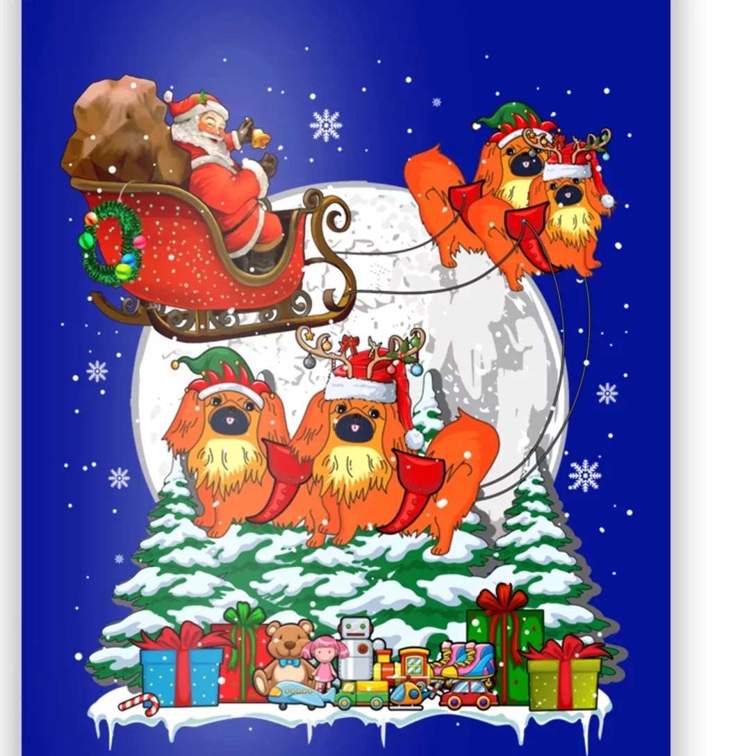 Santa Sleigh Reindeer Pekingeses Xmas Dogs Owner Lover Gift Poster