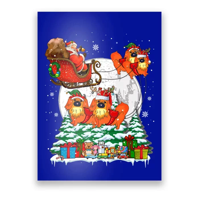 Santa Sleigh Reindeer Pekingeses Xmas Dogs Owner Lover Gift Poster