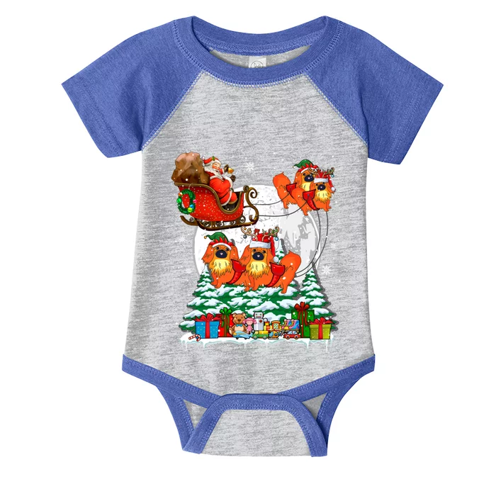 Santa Sleigh Reindeer Pekingeses Xmas Dogs Owner Lover Gift Infant Baby Jersey Bodysuit