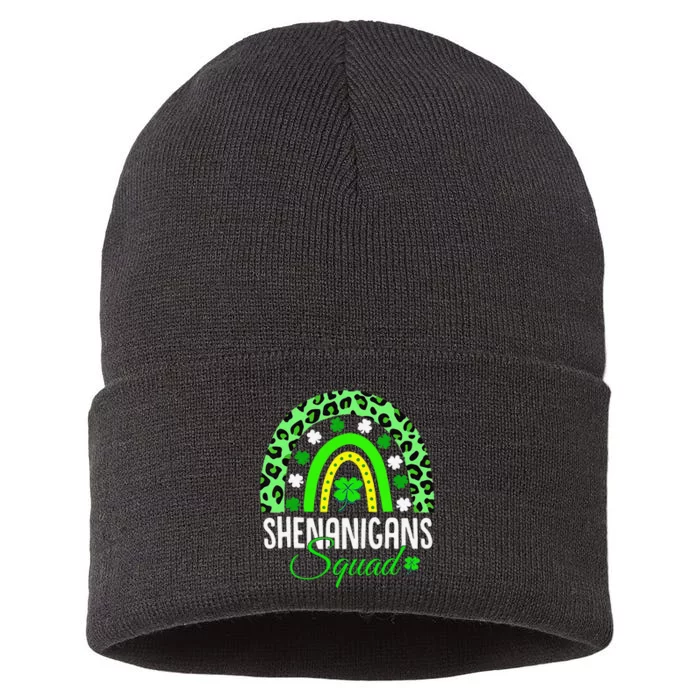 Shenanigans Squad Rainbow Leopard St Patricks Day Sustainable Knit Beanie