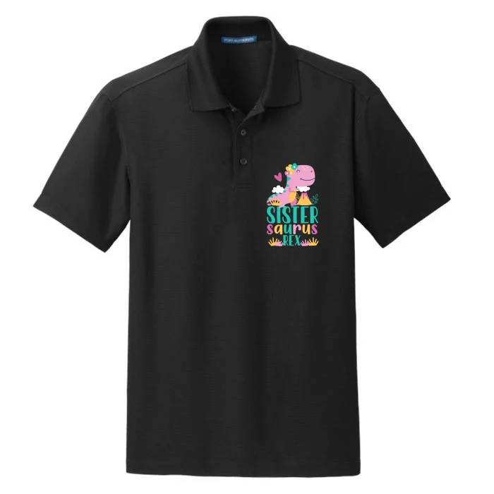 Sister Saurus Rex Dinosaur Dino Design Dry Zone Grid Performance Polo