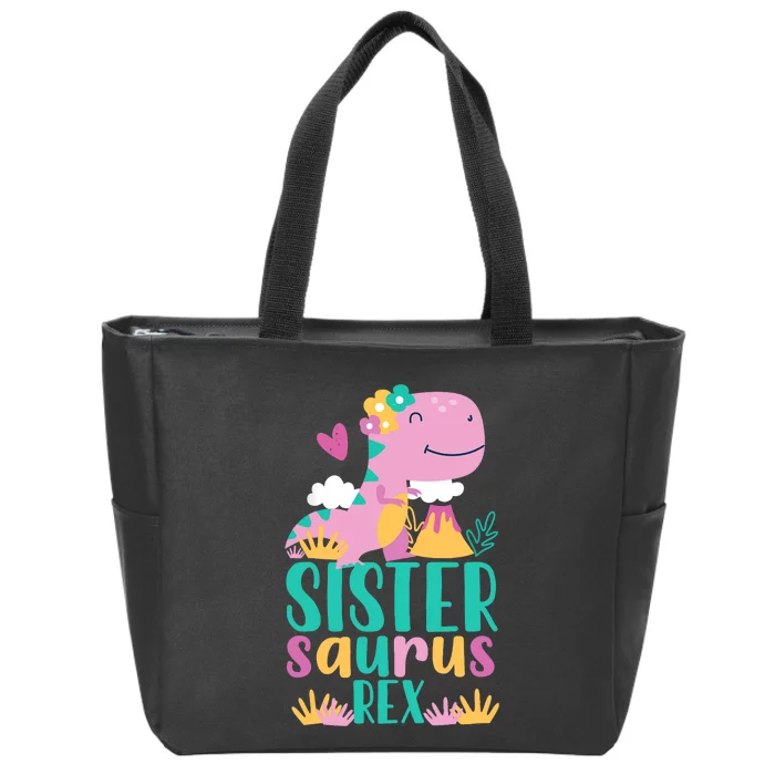 Sister Saurus Rex Dinosaur Dino Design Zip Tote Bag