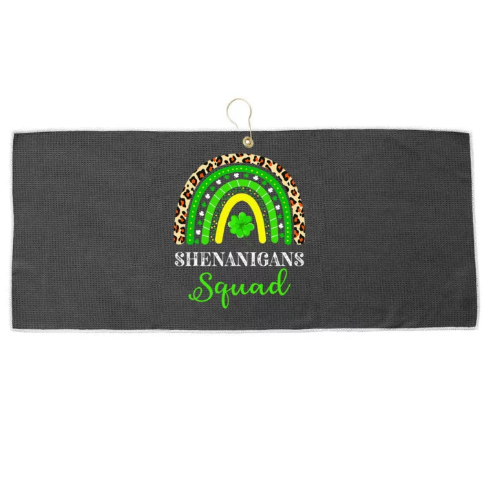 Shenanigans Squad Rainbow Leopard St Patricks Day Large Microfiber Waffle Golf Towel