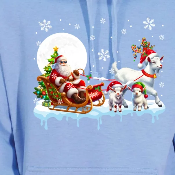 Santa Sleigh Reindeer Group Cute Goats Farmer Rancher Family Gift Unisex Surf Hoodie