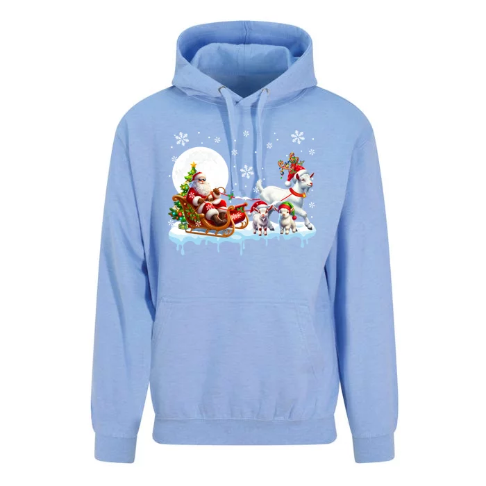 Santa Sleigh Reindeer Group Cute Goats Farmer Rancher Family Gift Unisex Surf Hoodie