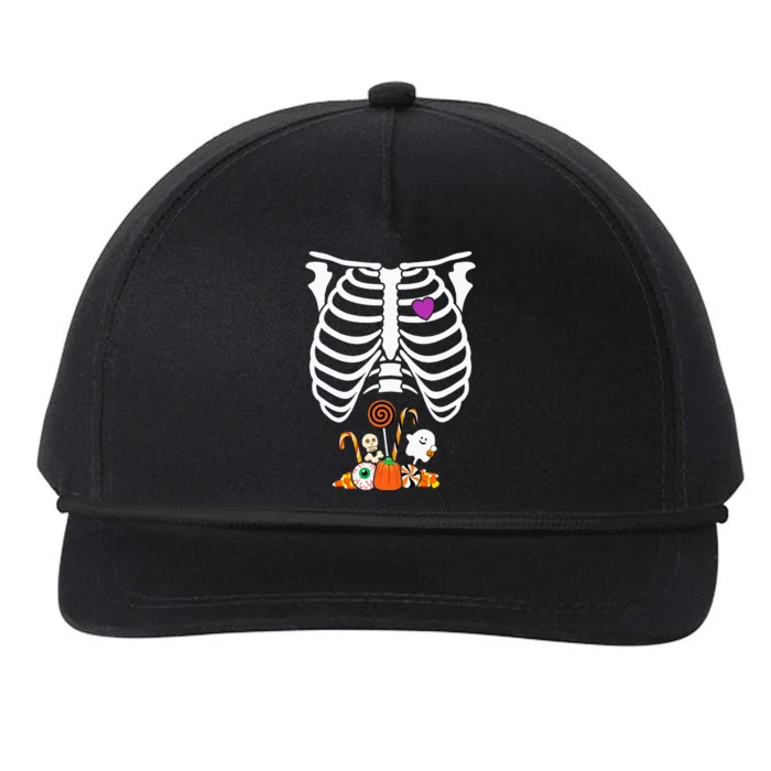 Spooky Skeleton Rib Cage XRay Halloween Humor Snapback Five-Panel Rope Hat