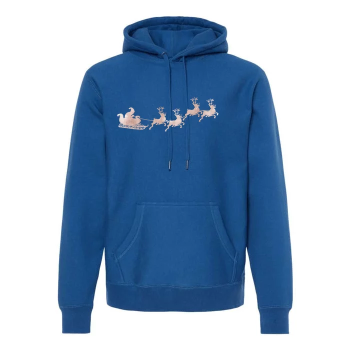 Santa Sleigh Rose Vintage Reindeer Xmas Xmas Winter Gift Premium Hoodie