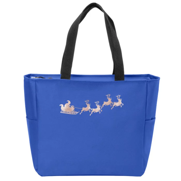 Santa Sleigh Rose Vintage Reindeer Xmas Xmas Winter Gift Zip Tote Bag