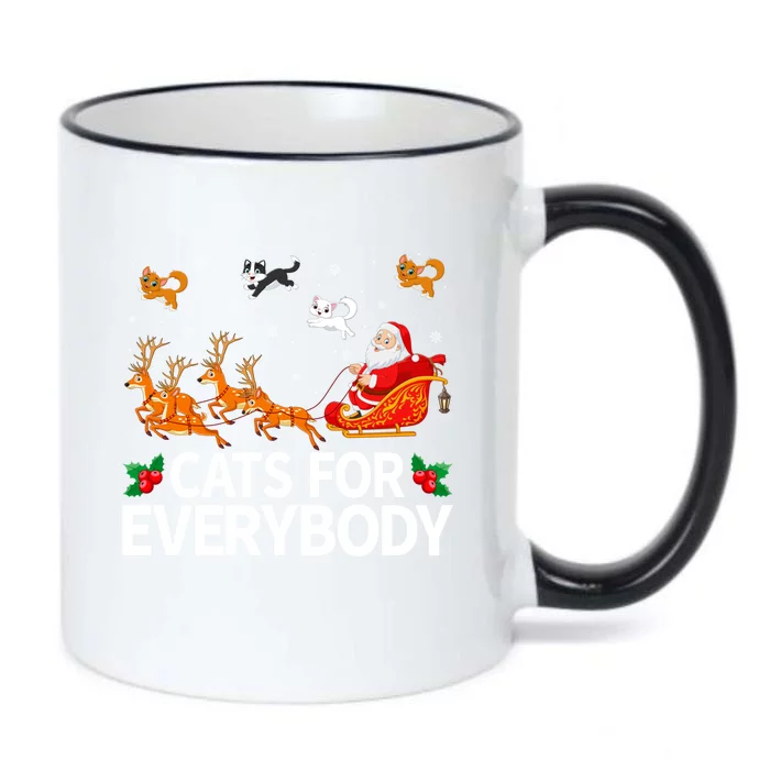 Santa Sleigh Reindeer Cats For Everybody Christmas Cool Gift Black Color Changing Mug