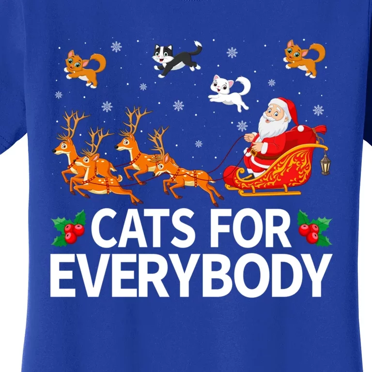 Santa Sleigh Reindeer Cats For Everybody Christmas Cool Gift Women's T-Shirt