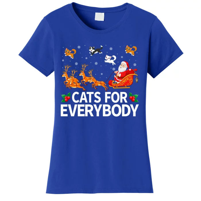 Santa Sleigh Reindeer Cats For Everybody Christmas Cool Gift Women's T-Shirt