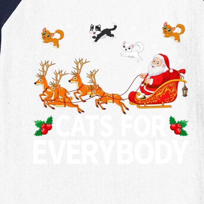 Santa Sleigh Reindeer Cats For Everybody Christmas Cool Gift Baseball Sleeve Shirt