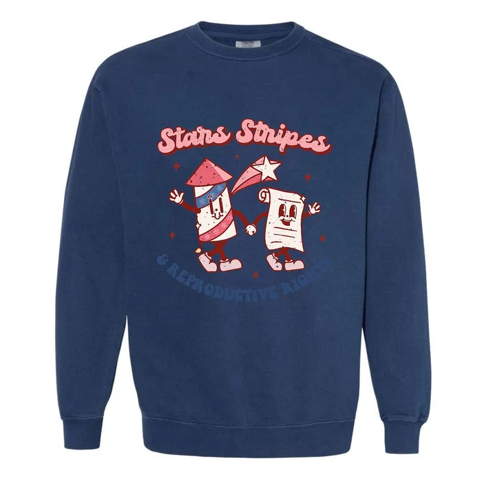 Stars Stripes & Reproductive Rights 4th Of July Retro Garment-Dyed Sweatshirt