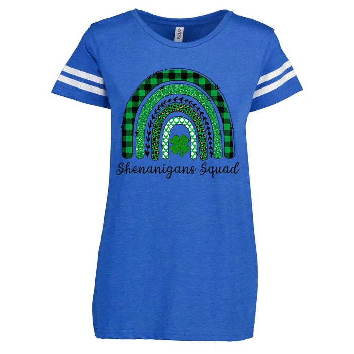 Shenanigans Squad Rainbow Leopard St Patricks Green Enza Ladies Jersey Football T-Shirt