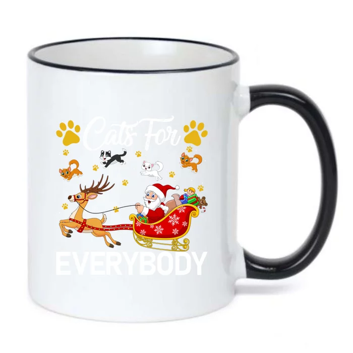 Santa Sleigh Reindeer Xmas Cats For Everybody Christmas Cute Gift Black Color Changing Mug