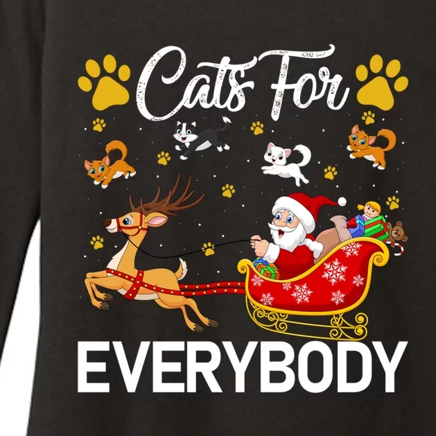 Santa Sleigh Reindeer Xmas Cats For Everybody Christmas Cute Gift Womens CVC Long Sleeve Shirt