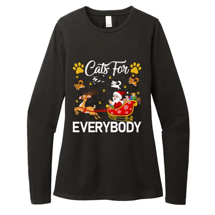 Santa Sleigh Reindeer Xmas Cats For Everybody Christmas Cute Gift Womens CVC Long Sleeve Shirt