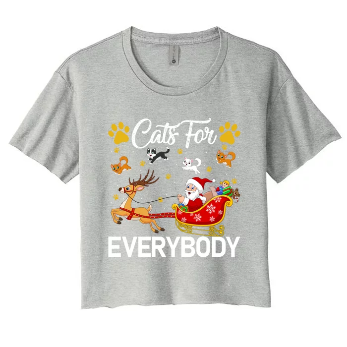 Santa Sleigh Reindeer Xmas Cats For Everybody Christmas Cute Gift Women's Crop Top Tee