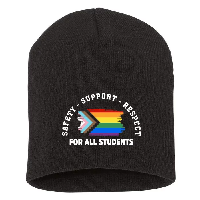 Safety Support Respect All Student LGBTQ Pride Support LGBT Human Rights Short Acrylic Beanie