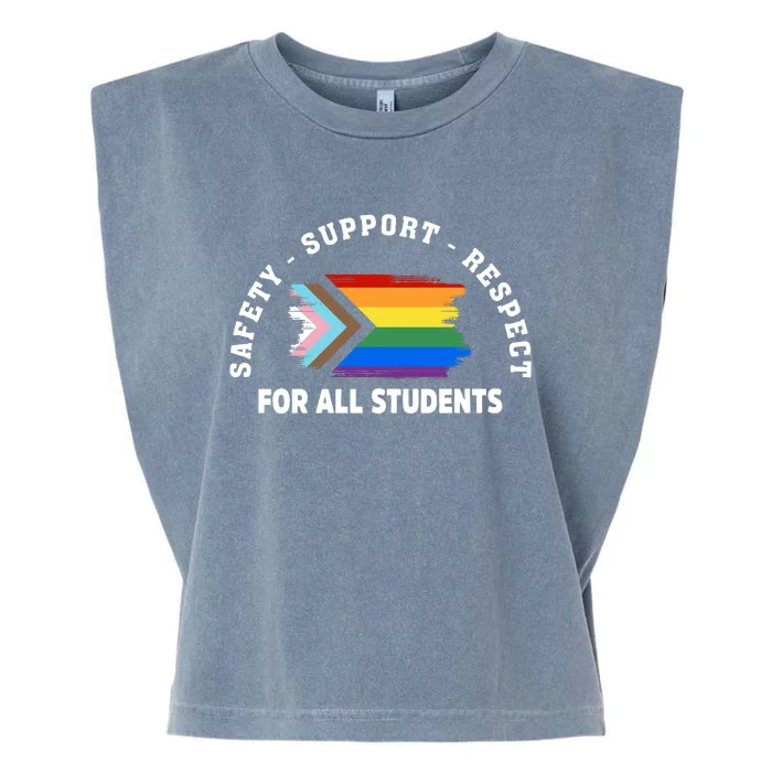 Safety Support Respect All Student LGBTQ Pride Support LGBT Human Rights Garment-Dyed Women's Muscle Tee