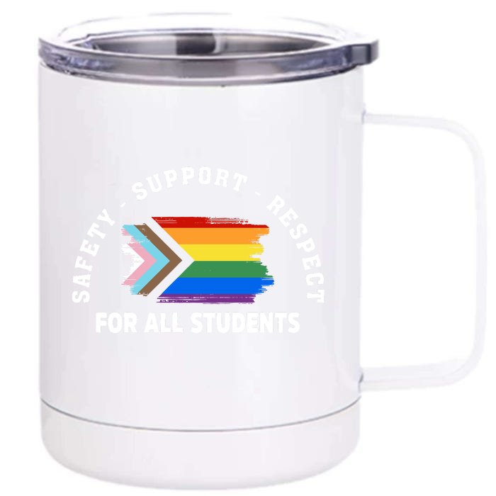 Safety Support Respect All Student LGBTQ Pride Support LGBT Human Rights Front & Back 12oz Stainless Steel Tumbler Cup