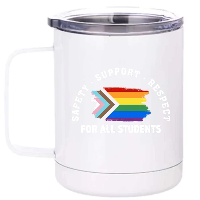 Safety Support Respect All Student LGBTQ Pride Support LGBT Human Rights Front & Back 12oz Stainless Steel Tumbler Cup