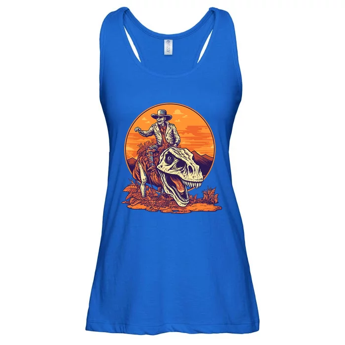 Scary Skeleton Riding Mummy T Rex Dinosaur Halloween Cool Gift Ladies Essential Flowy Tank