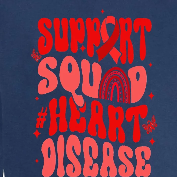 Support Squad Red Ribbon Groovy Heart Disease Awareness Garment-Dyed Sweatshirt