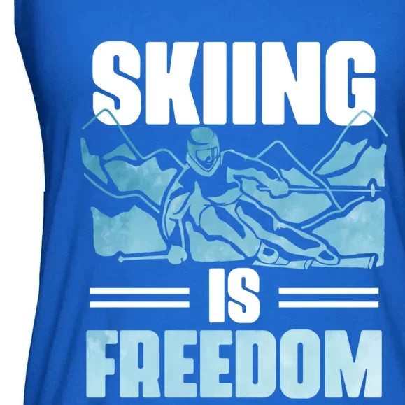 Skier Ski Racer Skiing Is Freedom Ski Lover Great Gift Ladies Essential Flowy Tank