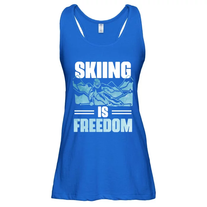 Skier Ski Racer Skiing Is Freedom Ski Lover Great Gift Ladies Essential Flowy Tank