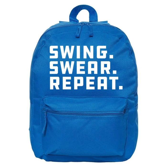 Swing Swear Repeat Funny Golf Gift 16 in Basic Backpack