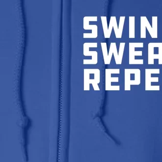 Swing Swear Repeat Funny Golf Gift Full Zip Hoodie