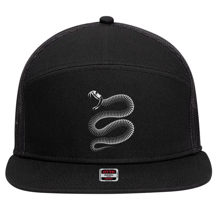 Snake Skeleton Reptile Python Cobra Herpetologist 7 Panel Mesh Trucker Snapback Hat