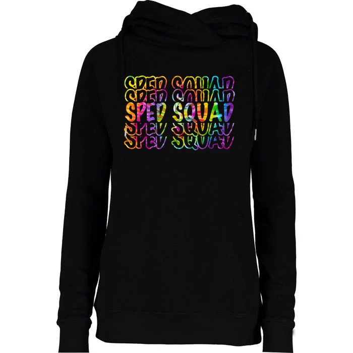 Sped Squad Rainbow Colorful Womens Funnel Neck Pullover Hood