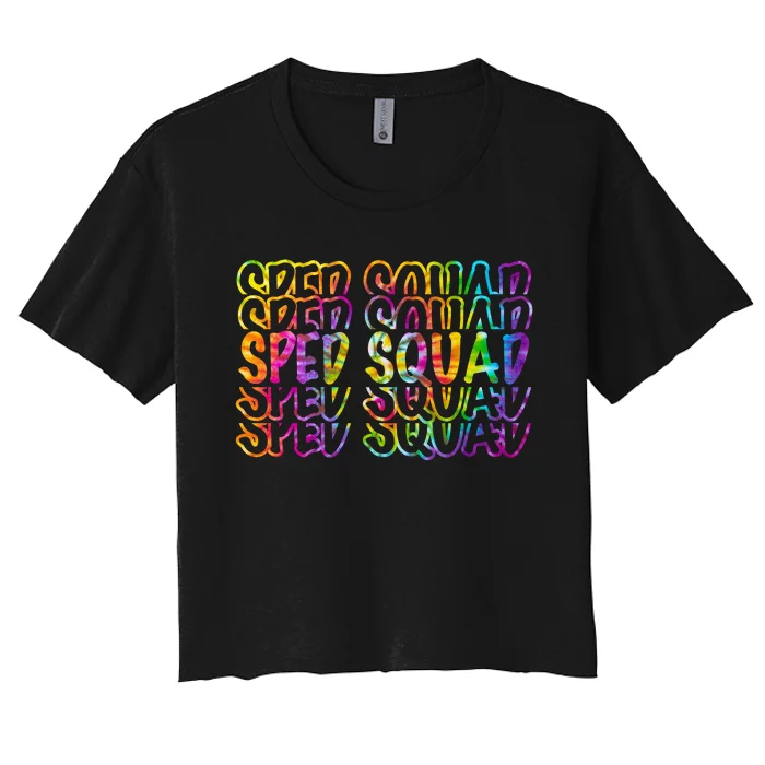 Sped Squad Rainbow Colorful Women's Crop Top Tee