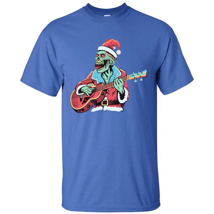 Santa Skeleton Rocker Playing Guitar Gift Tall T-Shirt