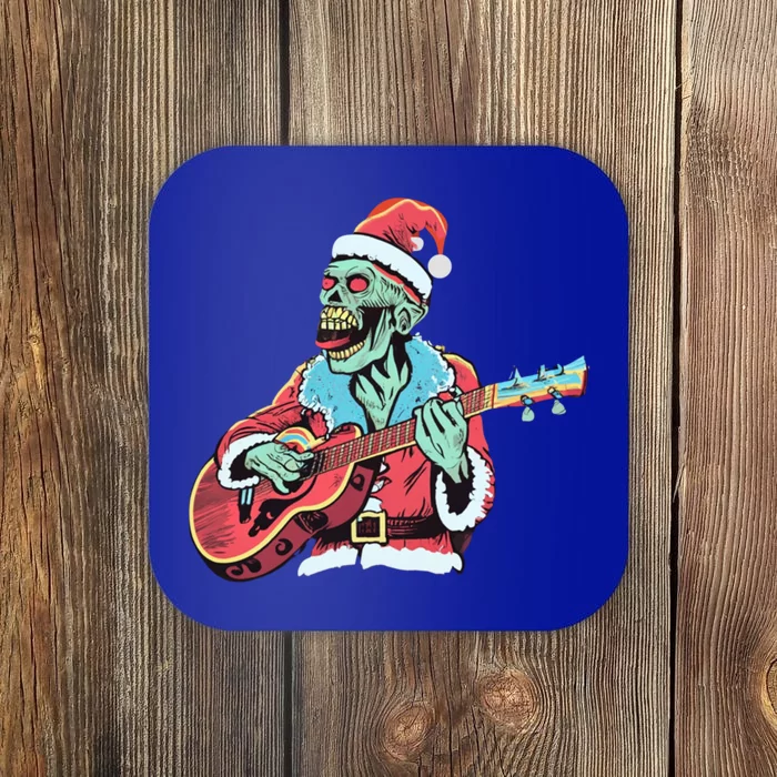 Santa Skeleton Rocker Playing Guitar Gift Coaster