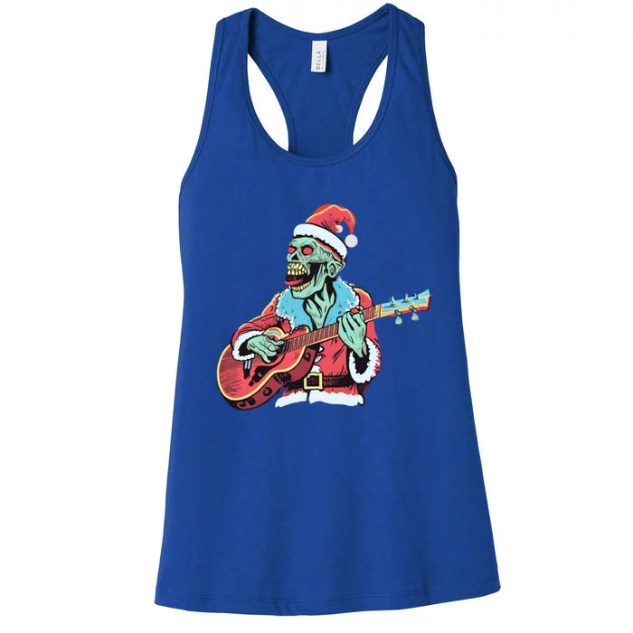 Santa Skeleton Rocker Playing Guitar Gift Women's Racerback Tank