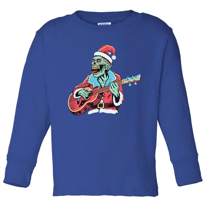 Santa Skeleton Rocker Playing Guitar Gift Toddler Long Sleeve Shirt