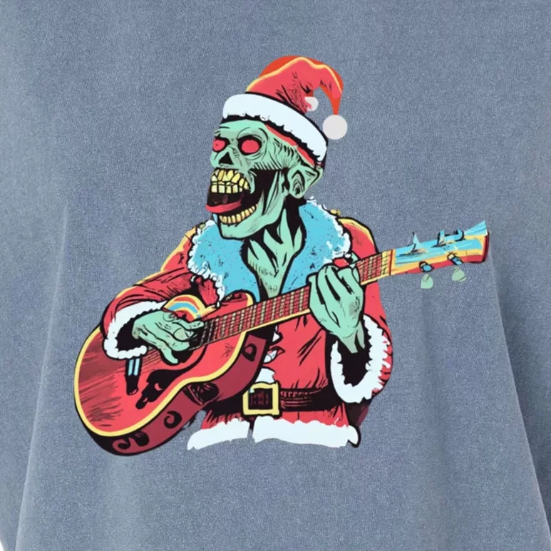 Santa Skeleton Rocker Playing Guitar Gift Garment-Dyed Women's Muscle Tee