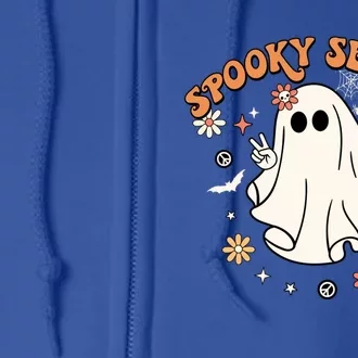 Spooky Season Retro Halloween Party Funny Cute Ghost Pumpkin Gift Full Zip Hoodie