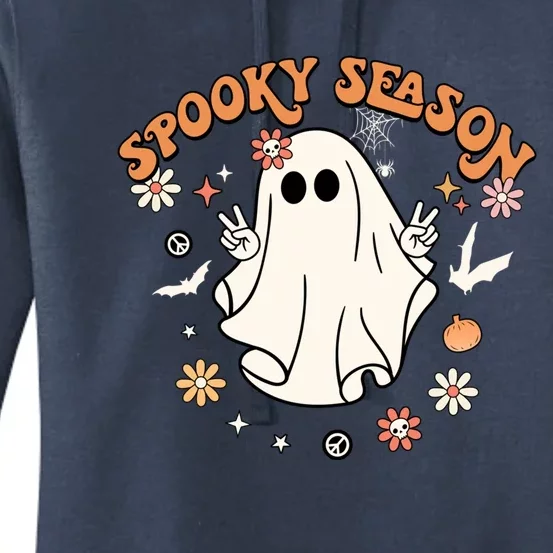 Spooky Season Retro Halloween Party Funny Cute Ghost Pumpkin Gift Women's Pullover Hoodie