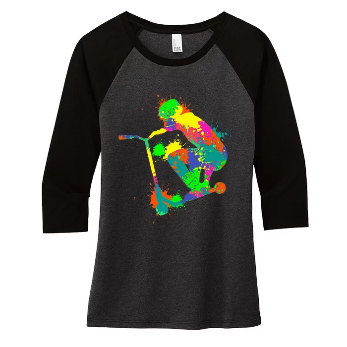 Stunt Scooter Rider Women's Tri-Blend 3/4-Sleeve Raglan Shirt