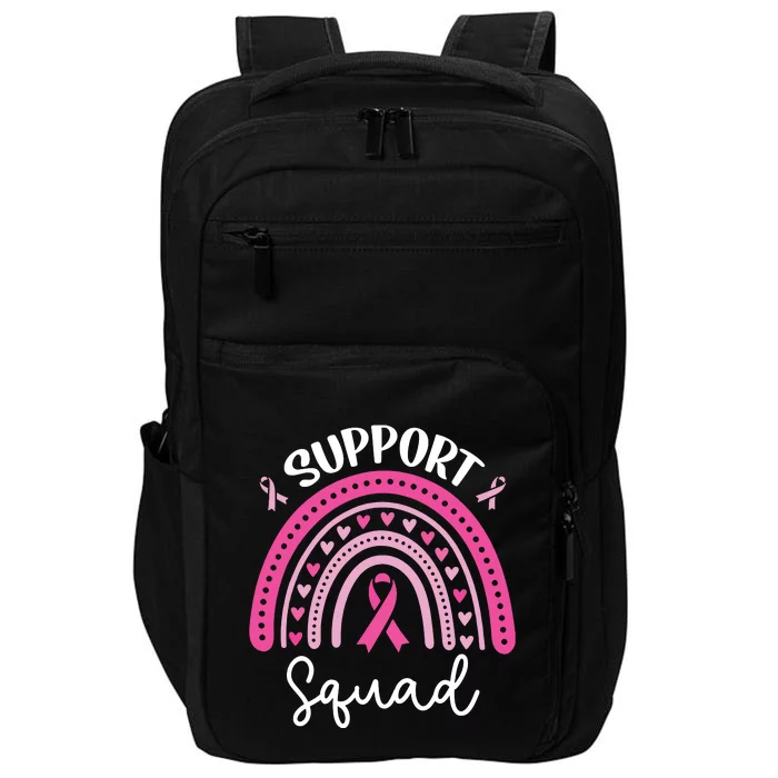 Support Squad Rainbow Pink Ribbon Breast Cancer Awareness Impact Tech Backpack