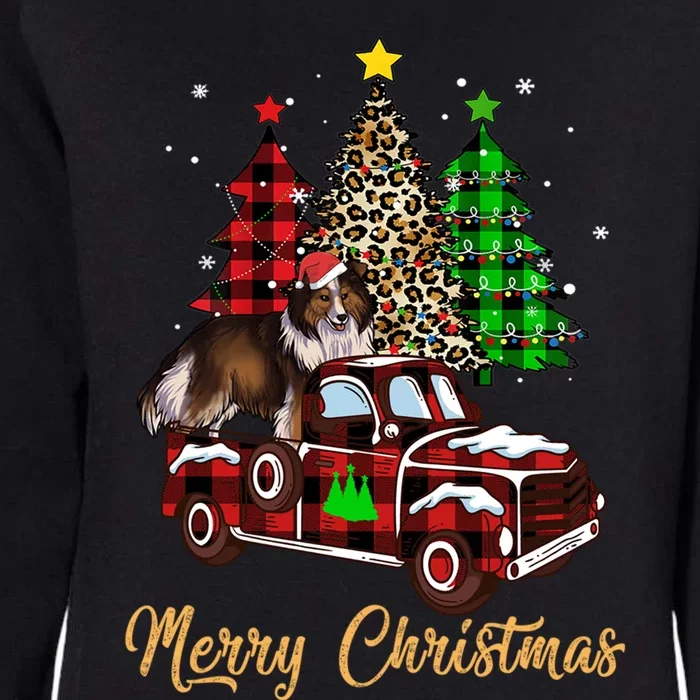 Shetland Sheepdog Riding Xmas Truck Merry Christmas Dog Meaningful Gift Womens California Wash Sweatshirt