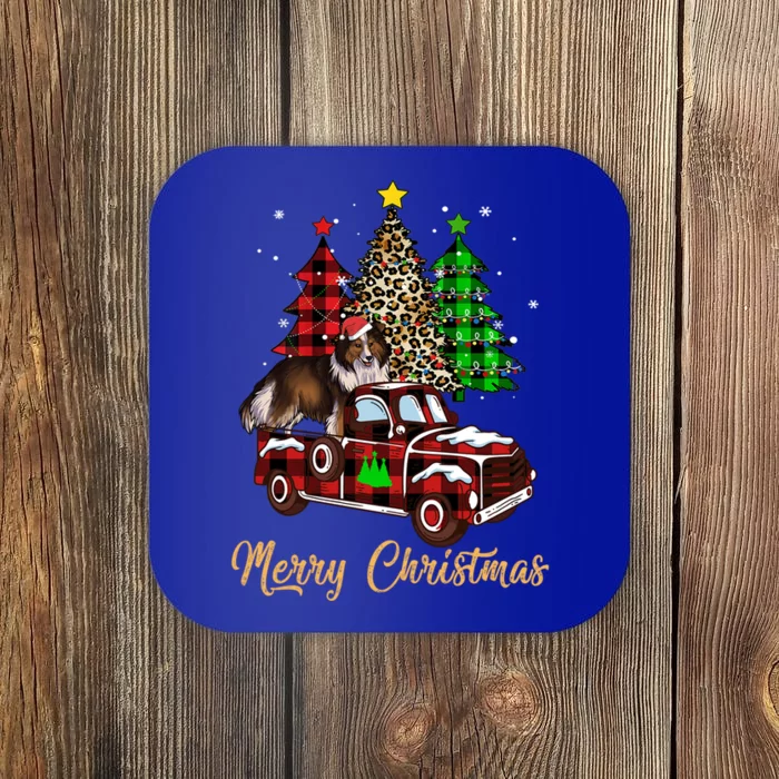 Shetland Sheepdog Riding Xmas Truck Merry Christmas Dog Meaningful Gift Coaster