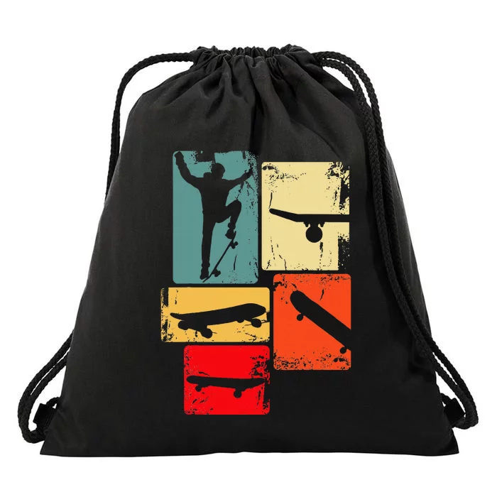 Skater Skateboarder Retro Skateboard Gift Drawstring Bag