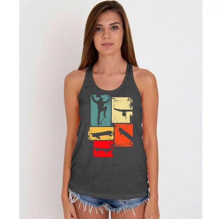 Skater Skateboarder Retro Skateboard Gift Women's Knotted Racerback Tank